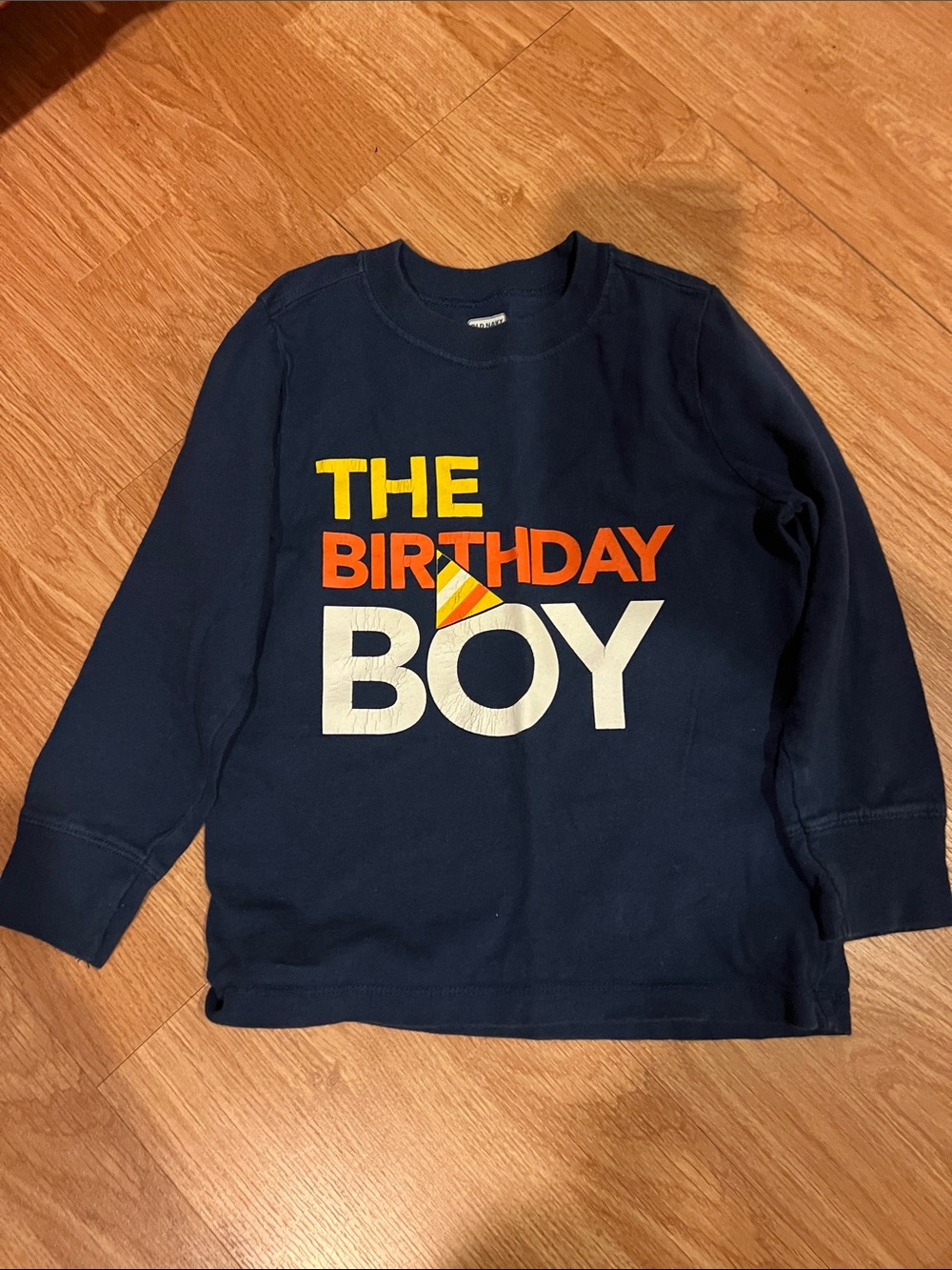 Old Navy Navy Blue Long Sleeve "The Birthday Boy" Graphic Tee